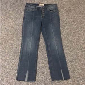 Free People cropped jeans with frayed hem